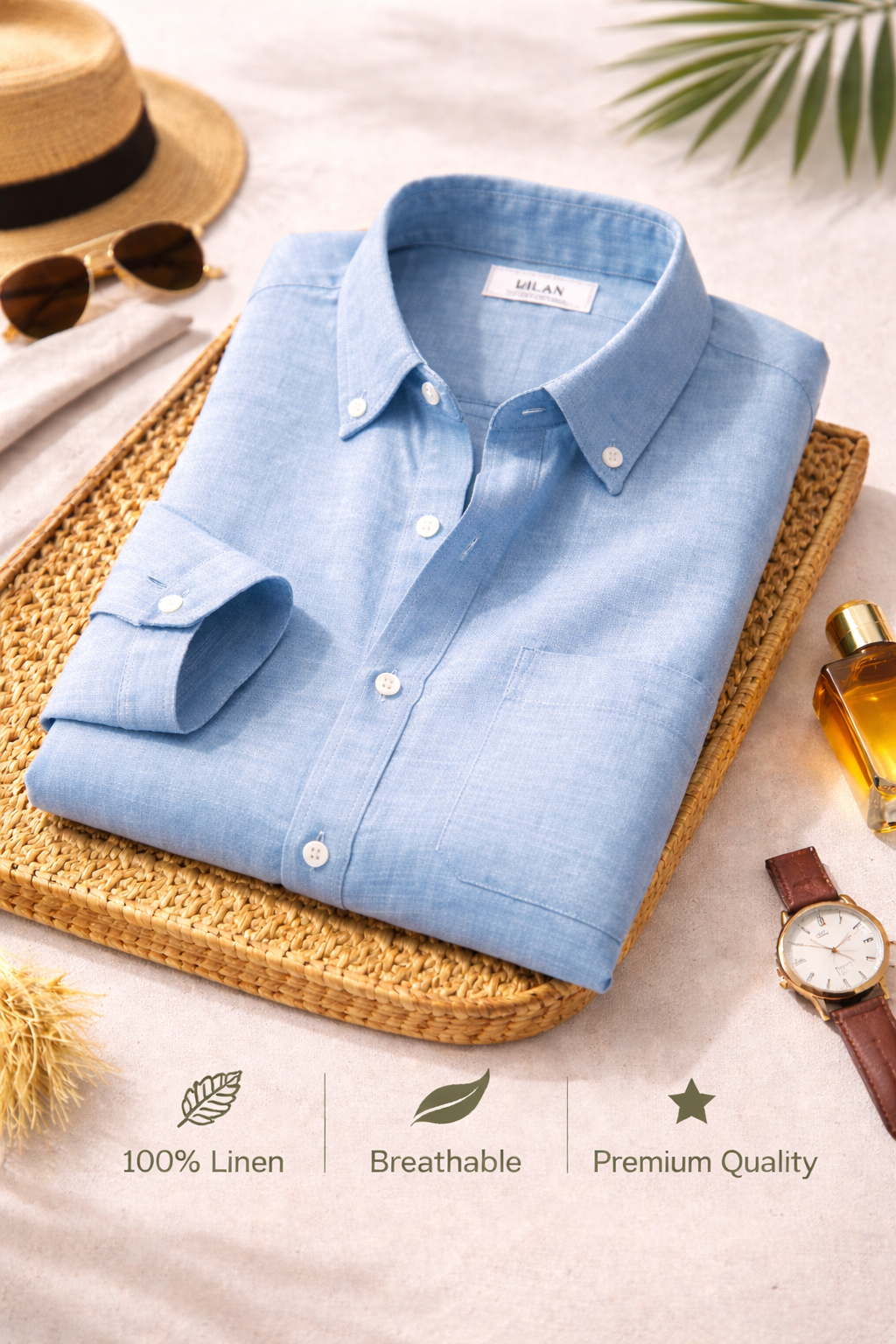 Sky Blue Premium Linen Shirt