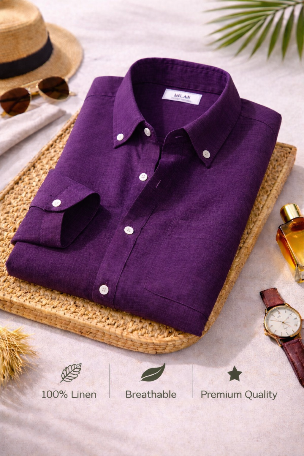 Purple Premium Linen Shirt