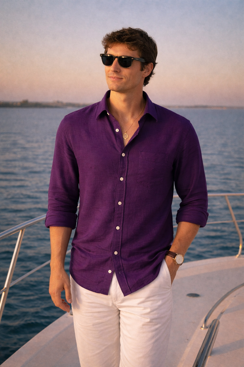 Purple Premium Linen Shirt